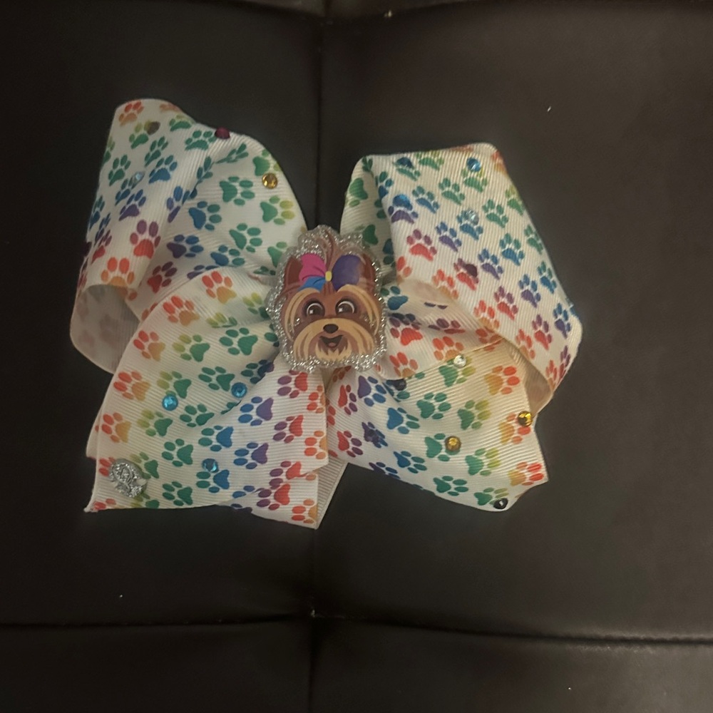 Colorful Paw Print Hair Bow